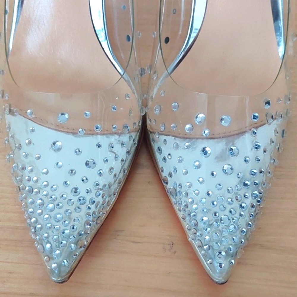 CHRISTIAN LOUBOUTIN Degrastrass 100 pump in transparent PVC decorated with cryst - Picture 8 of 16